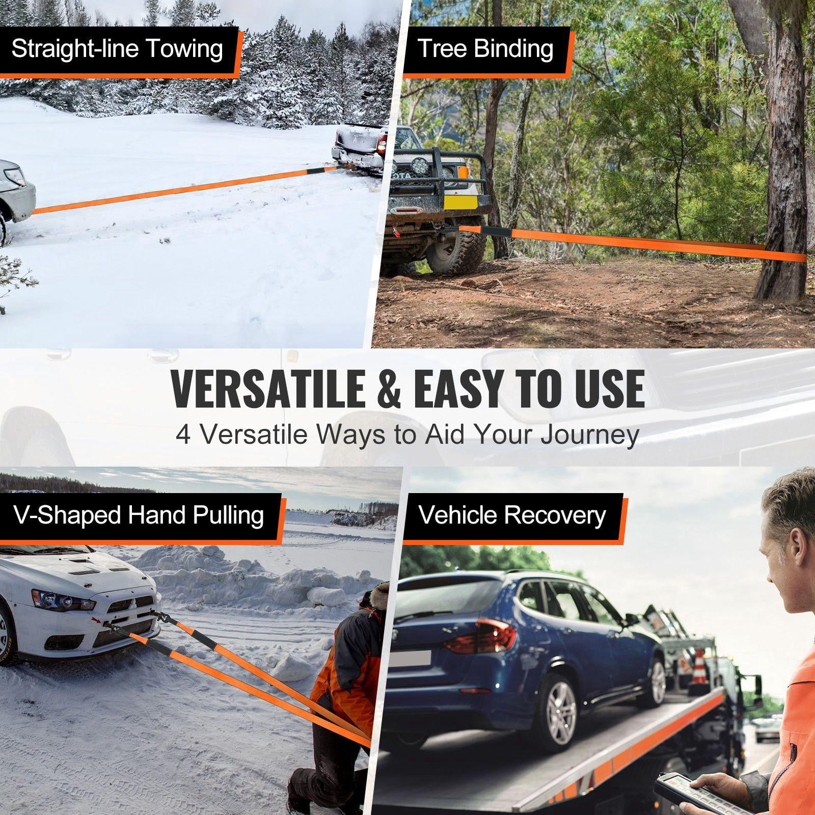 Heavy Duty Off Road Recovery Kit 3x30 Winch Tow Strap 30000 lbs with D Ring Shackles 44092 lbs Shackle Receiver Storage Bag for ATV Jeep Truck