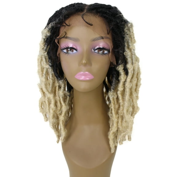 LUXLUXE Ezelle Curly Ezelle 15.5 in Long Ezelle 4X4 Hand Tied Lace Braid Braided Wig, BLT-0135 (Deep Grey)