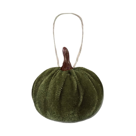 Plush Pumpkin Pendant Decoration – Soft Velvet Fabric Hanging Ornament for Halloween, Thanksgiving, and Fall Seasonal Displays (Green)