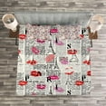 thumbnail image 3 of Ambesonne Paris Quilted Bedspread Set 3 Pcs, Newspaper Lipstick Kiss, King Size, Charcoal Grey Multicolor, 3 of 3