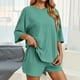 thumbnail image 3 of Conjunto deportivo para mujer: camiseta de cuello redondo y pantalones cortos deportivos. Poliéster transpirable. Lavable a máquina. Primavera/verano. XS-XXXXL., 3 of 7