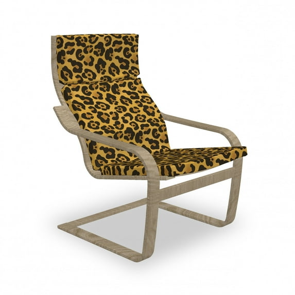 Leopard Print Armchair Pad and Slipcover, Rhythmic Pattern of Natural Animal Skin Wild Cats, 1 Piece Soft Cushion Replacement with Removable Cover, Earth Yellow Amber, by Ambesonne