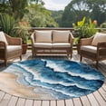 thumbnail image 5 of Abstract Waves Round Living Room Rugs 8 ft, Spray Blue White Ocean Seaside Watercolor Washable Large Area Rug with Non-Slip Sturdy Edge Binding Round Carpet for Dining Room Kitchen Office, 5 of 9