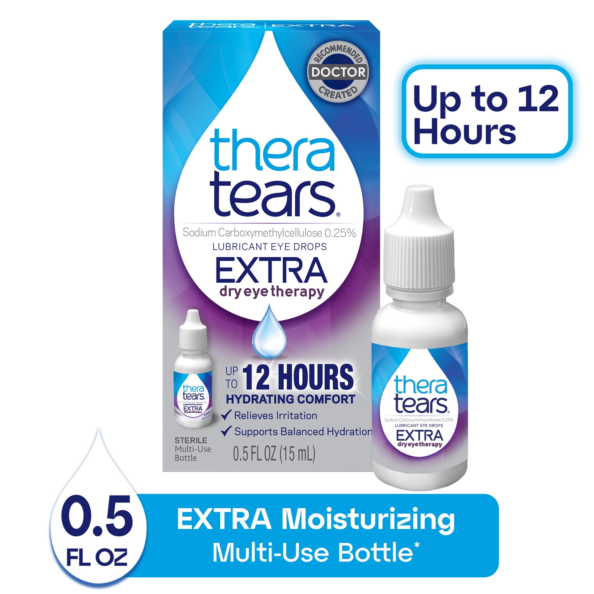 (3 pack) TheraTears Extra Dry Eye Therapy Lubricating Eye Drops for Dry Eyes, Daily Use, 0.5 fl oz Bottle