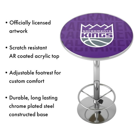 Sacramento Kings NBA City Chrome Pub Table - Purple, Slate Gray