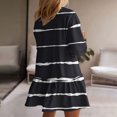 thumbnail image 4 of Oplxuo Women's Long Sleeve Striped Sweatshirt Dress Fall Loose Crewneck Flowy Swing Ruffle Hem Tunic Dresses, 4 of 6