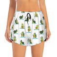 thumbnail image 2 of Vsdgher Cute Avocado Yoga Print Women's Running Double Layer Shorts High Waisted with Pockets Elastic Yoga Workout Athletic Gym Sports, 2 of 8