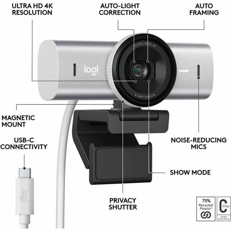 Logitech MX Brio 4K HD Webcam, 1080p 60 FPS, Dual Mics, USB Logitech MX Brio 4K HD Webcam, 1080p 60 FPS, Dual Mics, USB
