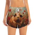 thumbnail image 2 of Balery Rose Cute Guinea Pig Pattern Women's Running Shorts with Liner 2 Pockets Elastic Workout Athletic Gym Yoga Shorts-Small, 2 of 7
