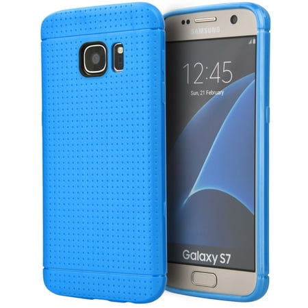 DreamWireless Dots TPU Rubber Candy Skin Case Cover For Samsung Galaxy S7, Blue