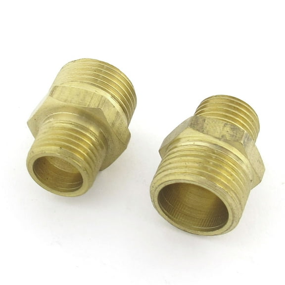 Unique Bargains 2 Pcs 1/4" PT Male to 3/8" PT Male Thread Hex Nipple Fitting Pipe Connector