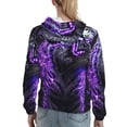 thumbnail image 7 of Balery Purple Plant White Tiger Pattern Womens Long Sleeve Hoodie, Pullover Hooded Sweatshirt, Kangaroo Pocket Hoodie with Eye-catching Drawstrings-Medium, 7 of 7