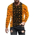thumbnail image 2 of Yusimy Men's Sport Long Sleeve Shirt Halloween Print Round Neck Casual Streetwear Urban Fashion Graphic Tee Y2K Retro Style, 2 of 5