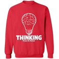 thumbnail image 2 of OXI Crewneck Sweatshirt - Thinking Please Be Patient,Basic Casual Sweatshirts for Men's and Women Fleece Sweatshirt Long Sleeve- Red Medium, 2 of 2
