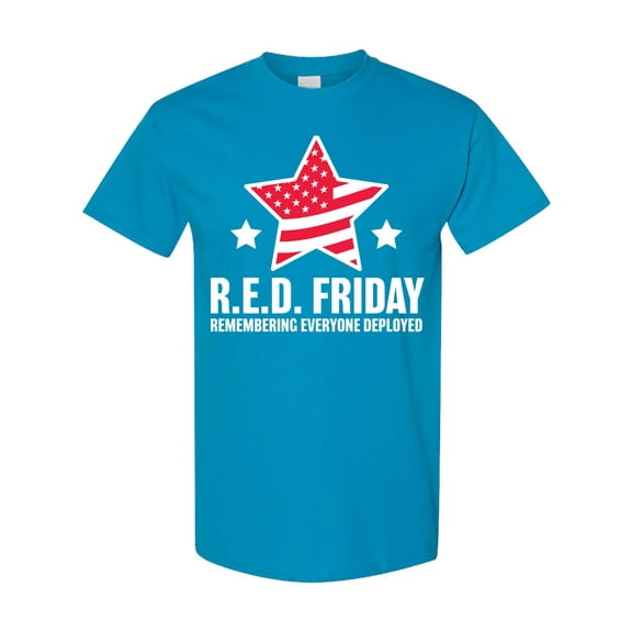 Inktastic Red Friday Remembering Everyone Deployed with Red American Flag T-Shirt