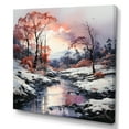 thumbnail image 2 of Designart "Sunset Glow On Winter'S Mountain River" Landscape Mountains River Canvas Art Print, 2 of 7