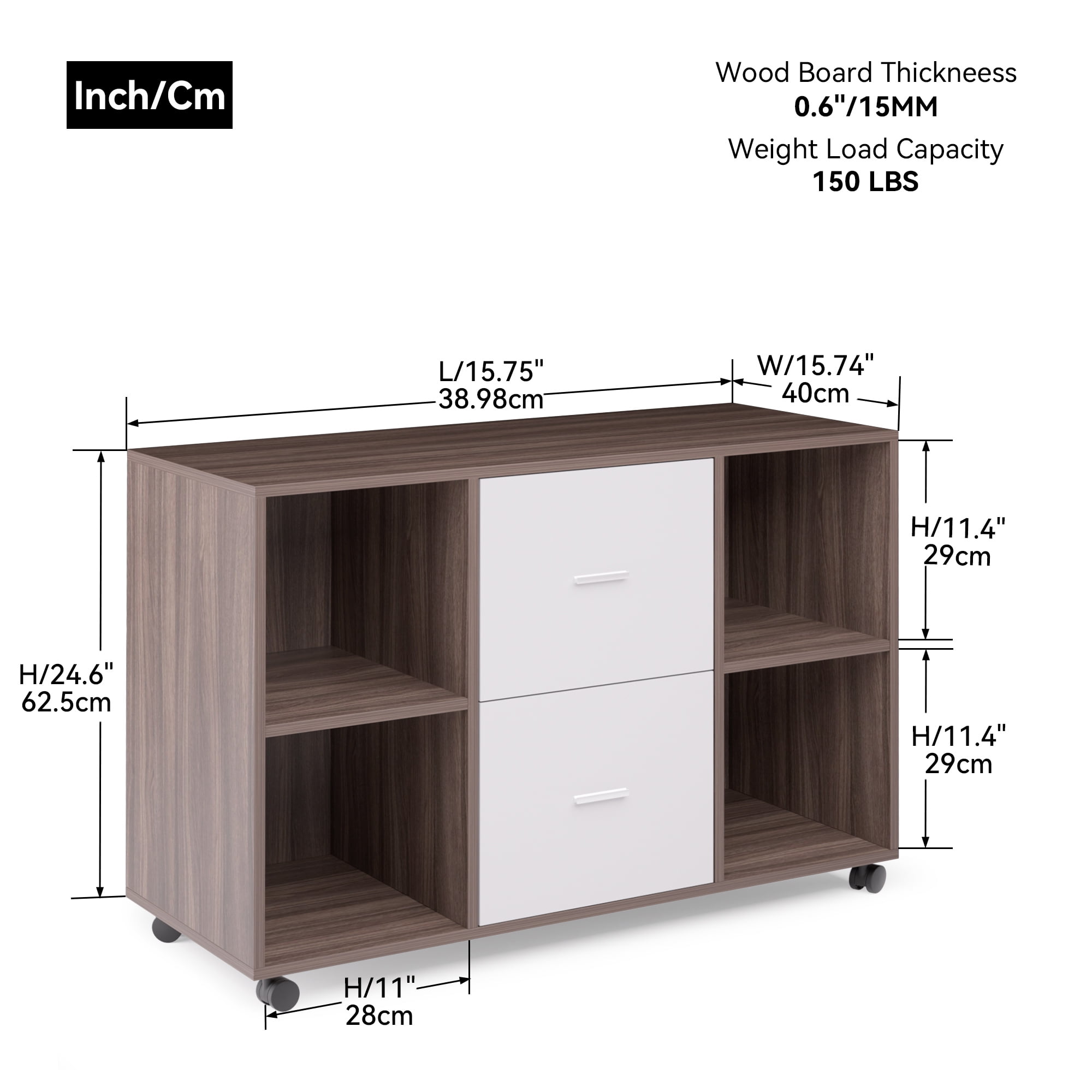 Resenkos File Cabinet 2 Drawers Wooden Lateral Filling Cabinet with Lock Mobile for Home Office Printer Stand with 4 Open Storage Shelves,Walnut-light gray Resenkos File Cabinet 2 Drawers Wooden Lateral Filling Cabinet with Lock Mobile for Home Office Printer Stand with 4 Open Storage Shelves,Walnut-light gray