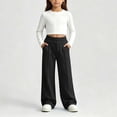 thumbnail image 7 of vzibsiv Boys Girls Sweatpants Wide Leg Fleece Lined Elastic Waist Pants with Pockets School Casual Trousers Black 14-15Y, 7 of 7