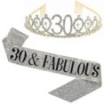 thumbnail image 1 of Women Glittering Rhinestone Letter Print Sash Tiara Set Birthday Party Supplies, 1 of 5