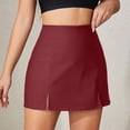thumbnail image 5 of ClodeEU Women’s Elegant High Waisted Bodycon Mini Skirt with Shorts ,Casual Side Slit Skorts Wine,Womens Plus L, 5 of 5
