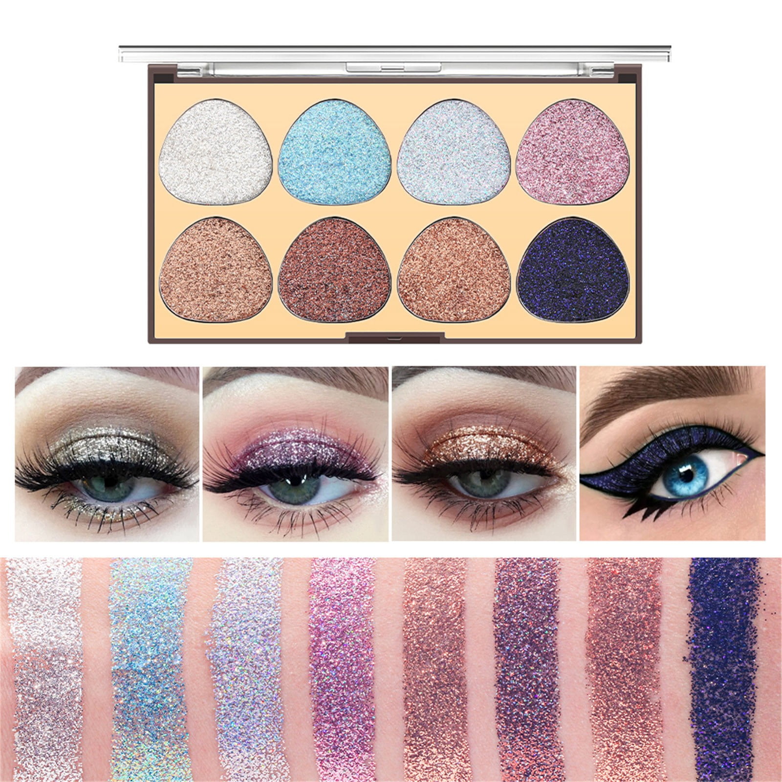 ertutuyi 8 colors glitter shimmery glittery eyeshadow makeup pallet glitter for pink silver red rose green sparkling sparkly gel pigment face - Walmart.com