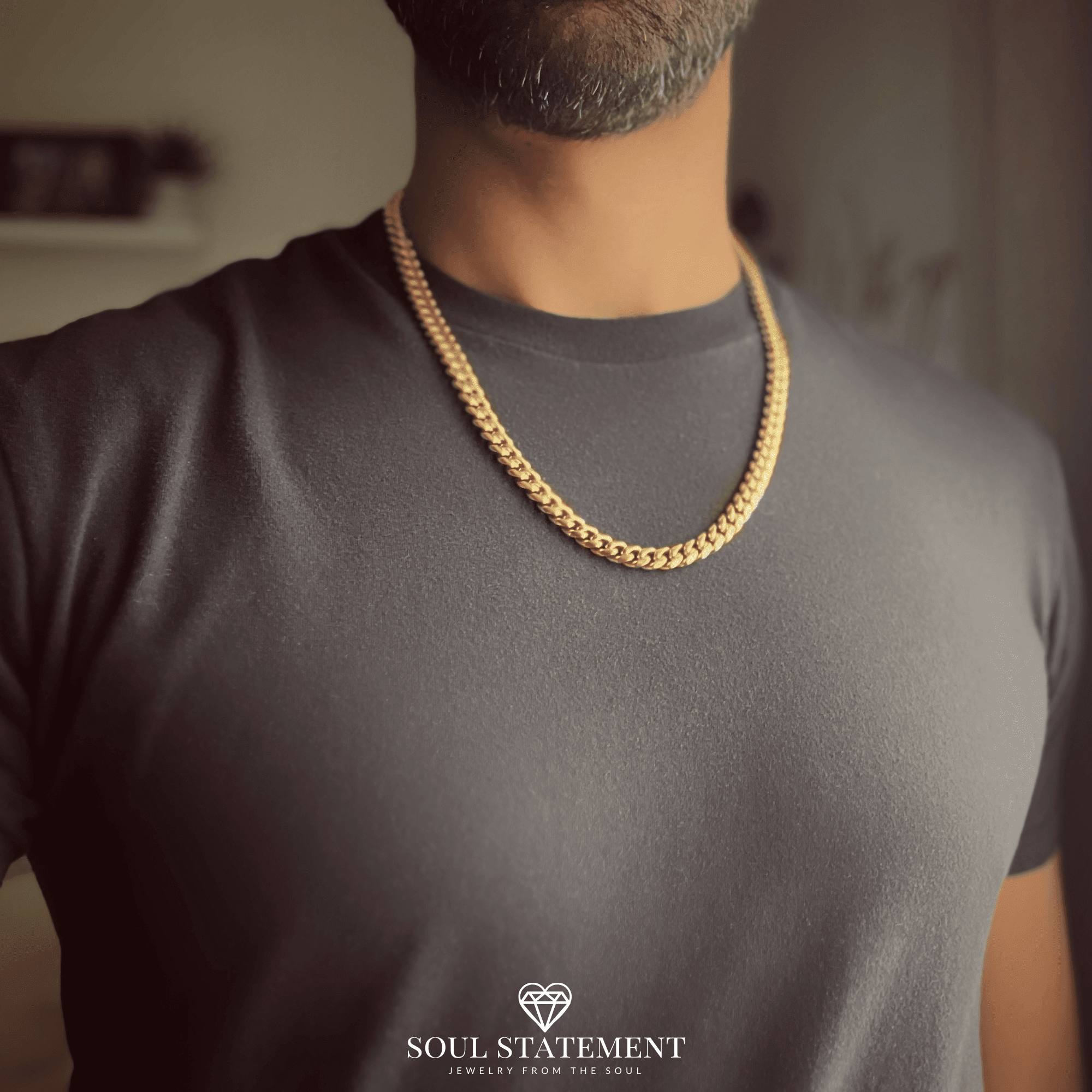 Soul Statement Cuban Chain Promise Necklace for Men - Durable Stainless Steel, Meaningful I Love You Card with Bible Verse, Anniversary for Husband, Boyfriend - Keepsake Gift Box (My Promise, Gold)