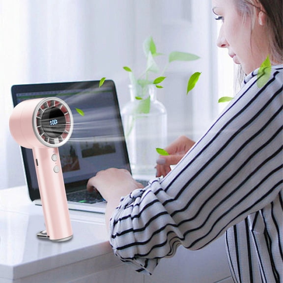 HOARBOEG Handheld Digital Display Portable Fan USB Rechargeable Handheld Fan with Colorful Lights Mini Air Cooler Multi-Speed, Low Noise Person Cooling Fan Summer Gift