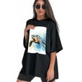 thumbnail image 3 of Plus Size Shirt for Women Black Tops for Women Short Sleeves Shirt for Women Turtle T Shirt Crewneck Shirt for Women XL, 3 of 5