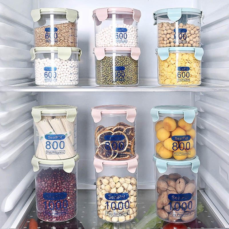 Food Nuts Sealed Stock Round Can Food Containers Plastic Clear Storage