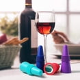 thumbnail image 3 of Paquete de 4 tapones reutilizables para botellas de vino, tapones de silicona de colores para bebidas., 3 of 5