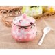 thumbnail image 2 of Ceramic Japanese Hand Painted Flower Sugar Bowl Seasoning Jar with Lid Spoon, 2 of 5