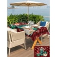 thumbnail image 4 of Outdoor Tablecloth with Umbrella Hole and Zipper, Christmas Tree Rectangle Table Cloth 60x84 Inch Waterproof Tablecloth, Gnomes Winter Snowflake Retro Red Plaid Picnic Table Cover for Patio Camping, 4 of 7