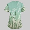 thumbnail image 7 of EHTMSAK Womens Printed Scrub Tops with Pocket Floral V Neck Women Stretch Top Printing Top Green 5X, 7 of 7