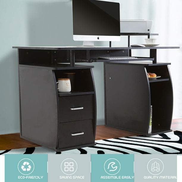 Mecor Computer Desk Home Office Table Workstation with Printer Shelf