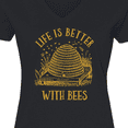 thumbnail image 4 of Inktastic Life's Better with Bees Women's V-Neck T-Shirt, 4 of 5
