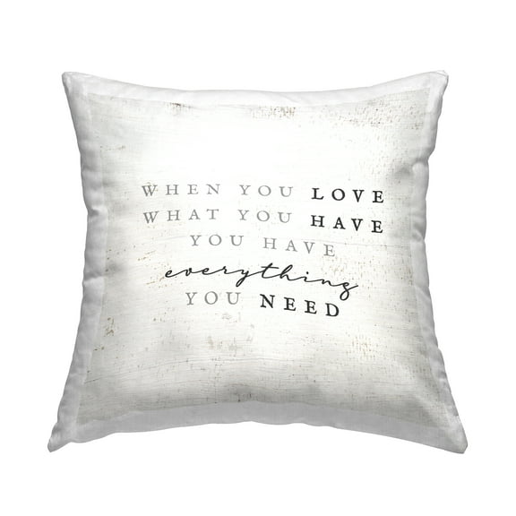 Stupell Industries Motivational Birch Pattern Love Phrase Design by Daphne Polselli Throw Pillow