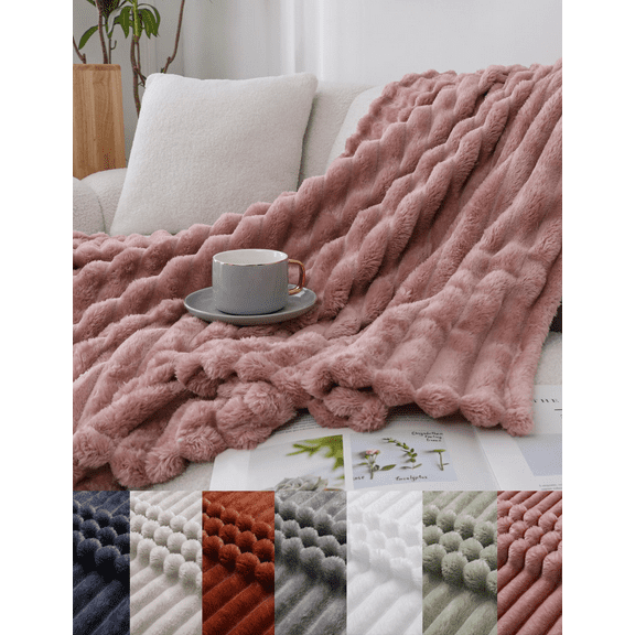 Kate Aurora Modern Lux Ultra Soft & Plush Ribbed Accent Throw Blanket - 50 in. W x 60 in. L - Assorted Colors