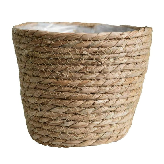 Rustic Handcrafted Straw Natural Seagrass Plant Basket Flower Pot Holder Storage Lining Planter Pots Container Flowerpot indoor and outdoor - 19x19x25CM Large