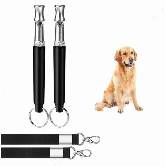 Professional Recall Dog Training Whistles, Adjustable Ultrasonic Silent 2pcs Black Dog Whistle,Stop Neighbor’s Dog from Barking