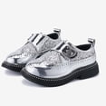 thumbnail image 4 of Ticikt Shiny Sequin Lace-up Oxfords for Boys & Girls Wingtip Brogue Dress Shoes for School Wedding Birthday Party,Color:Silver, 4 of 7