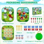 2-in-1 Dinosaur Bean Bag Toss Game, HXFOU Cornhole Set with 8 Cornhole Bags, Outdoor Toys for Toddlers 3-5, Backyard & Carnival Yard Games for Kids & Adults