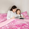 thumbnail image 4 of Manfei Initial Letter B 7pcs Bedding Comforter Set,Kawaii Bowtie Ribbon Queen Bedding Sets,Pink Bow Knot Queen Sheet Sets For Girl,Breathable Bedroom Decoration Reversible, 4 of 8