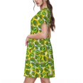 thumbnail image 2 of Xecao Kiwi Fruits Été pour Femmes Robe Midi à Manches Courtes avec Poches Décontractée Robe T-Shirt Fluide Robe de Plage, 2 of 6