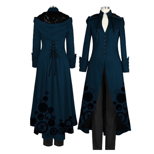 Victorian Gothic Black Steampunk Trench Coat Com Black Steampunk Victorian Trench Coat, Good Goth Trench Coat