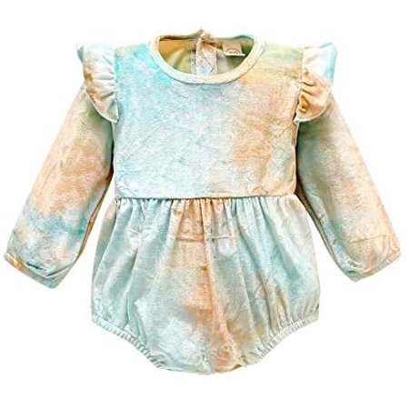 

Viworld Newborn Infant Baby Girl Clothes Tie dye Romper Ruffle Sleeve Jumpsuit Bodysuit Romper (12-18 Months)