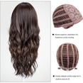 thumbnail image 2 of Long Curly Brown Highlight Wigs With Bangs Wig for Women Synthetic Hair Wig for Party Cosplay Daily Use -26 inches, 2 of 6