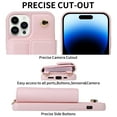 thumbnail image 4 of Crossbody Wallet Case for iPhone 12/12 Pro Card Slots Holder, Magnetic Snap Flip Folio Purse Case PU Leather Handbag with Detachable Shoulder Strap for iPhone 12/12 Pro, Pink, 4 of 9