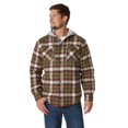 thumbnail image 2 of Wrangler Authentics Men's Long Sleeve Quilted Lined Flannel Shirt Jacket with Hood, Olive Night, Small, 2 of 5