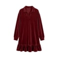 thumbnail image 6 of Sheghy Women Fall Collared Long Sleeve Shirt Dress Ruffle Hem Loose Fit, 6 of 6