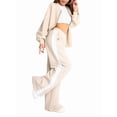 thumbnail image 3 of Women'S 2 Piece Outfits Oversized Casual Zip Up Long Sleeve Sweatshirt with Wide Leg Sweatpants Apricot XL, 3 of 9
